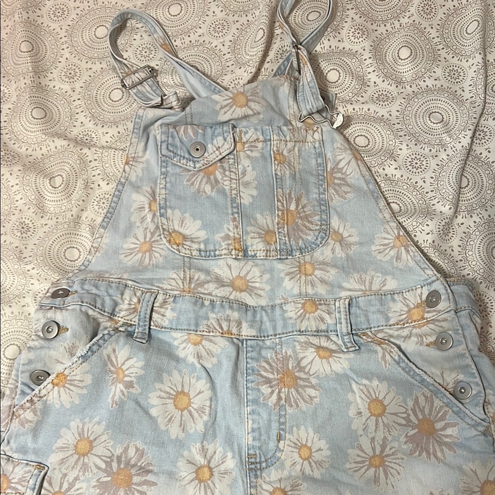 Floral Denim Overalls